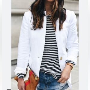 J. Crew Classic White Linen Blazer